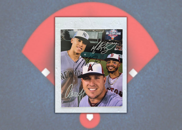 Mike Trout, Aaron Judge, Mookie Betts 8x10 photo signed with proof