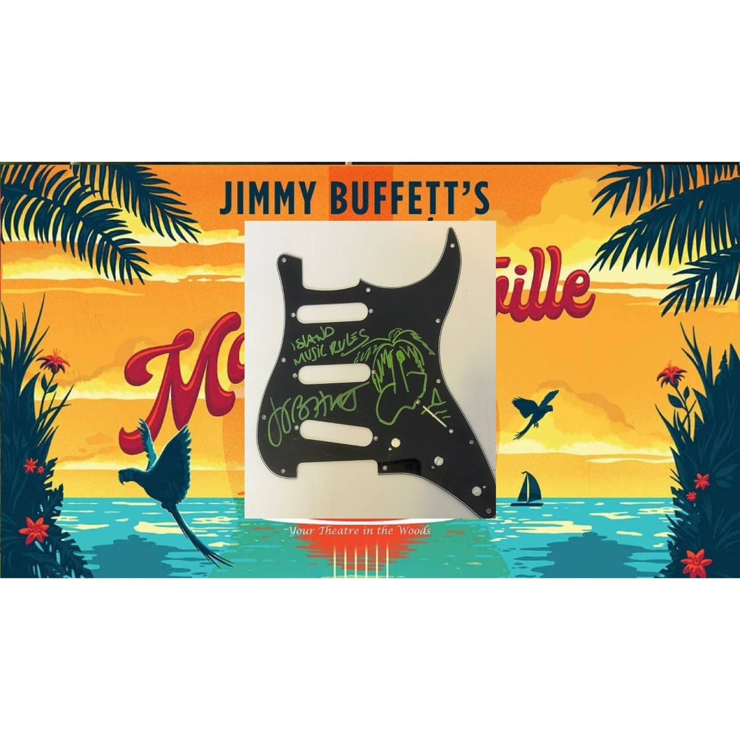 Jimmy Buffett  Stratocaster electric guitar pickguard signed with proof.