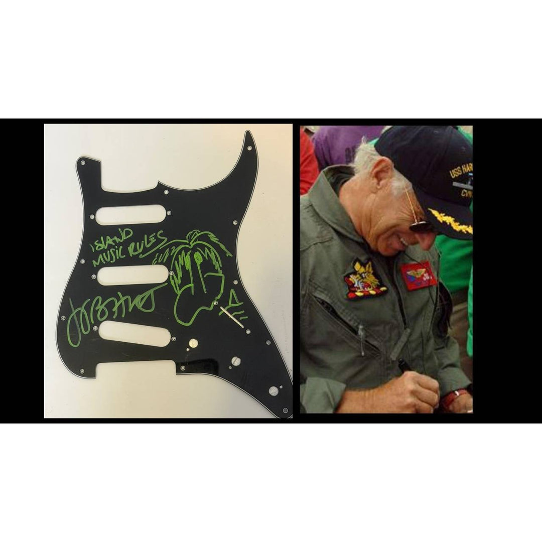 Jimmy Buffett  Stratocaster electric guitar pickguard signed with proof.