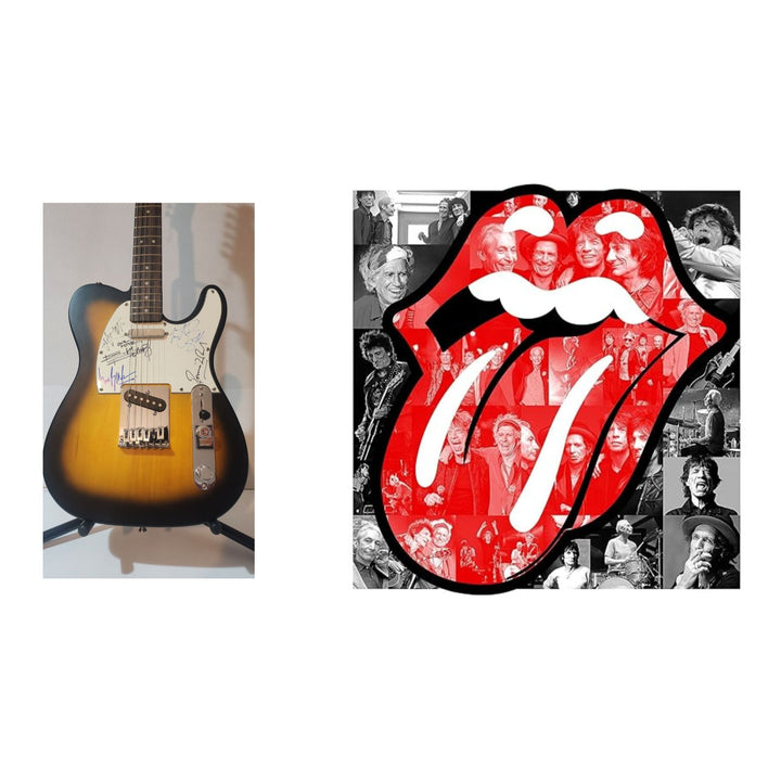 Mick Jagger, Keith Richards, Bill Wyman, Charlie Watts & Ronnie Wood authentic Fender telecaster full size electric guitar signed with proof