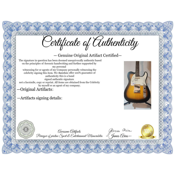 Mick Jagger, Keith Richards, Bill Wyman, Charlie Watts & Ronnie Wood authentic Fender telecaster full size electric guitar signed with proof