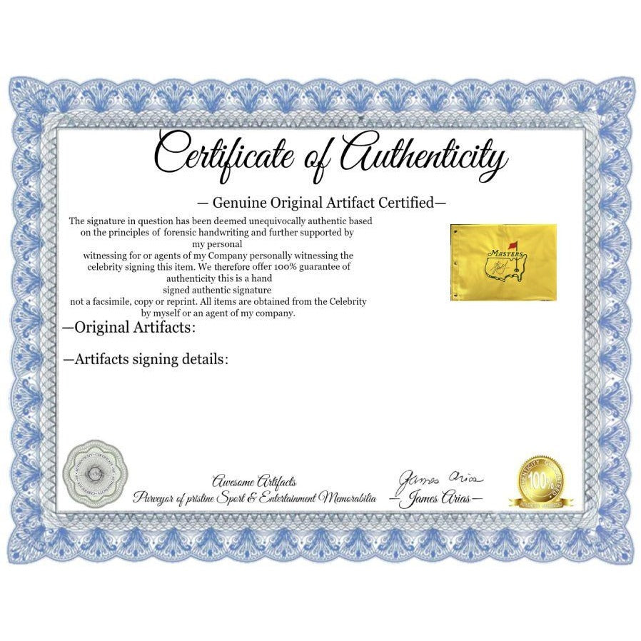 Xander Schauffele Masters embroidered golf flag signed with proof.