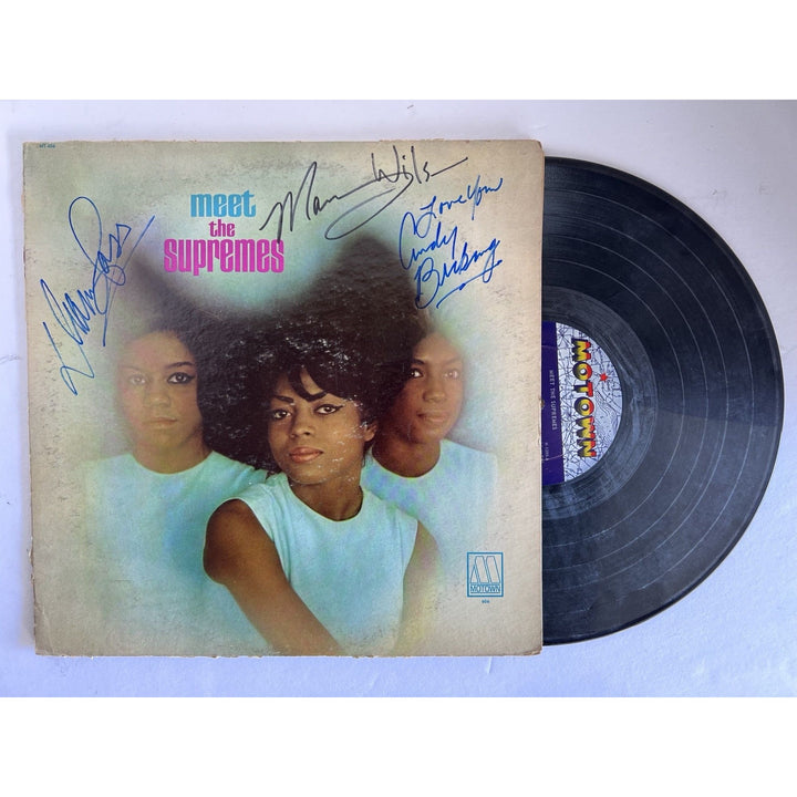 Diana Ross Mary Wilson Cindy Birdsong  Meet The Supremes original Motown LP signed with proof..