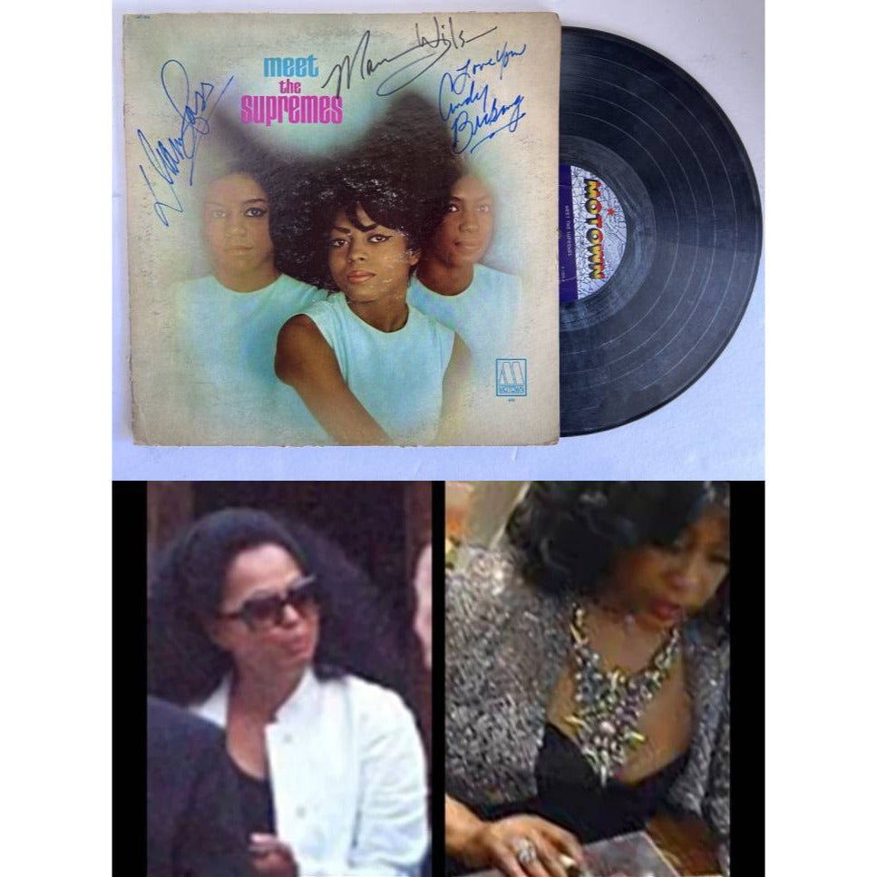 Diana Ross Mary Wilson Cindy Birdsong  Meet The Supremes original Motown LP signed with proof..