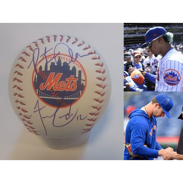 New York Mets Francisco Lindor and Pete Alonso Rawlings MLB baseball signed with proof