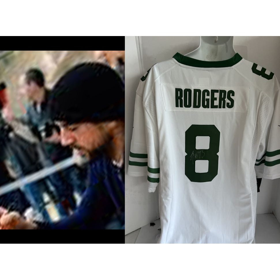 Aaron Rodgers Nike XL Jets game model Jersey signed with proof