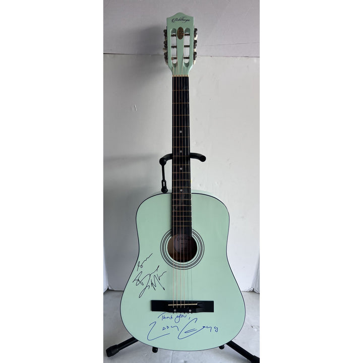 Bruno Mars and Lady Gaga acoustic guitar signed with proof