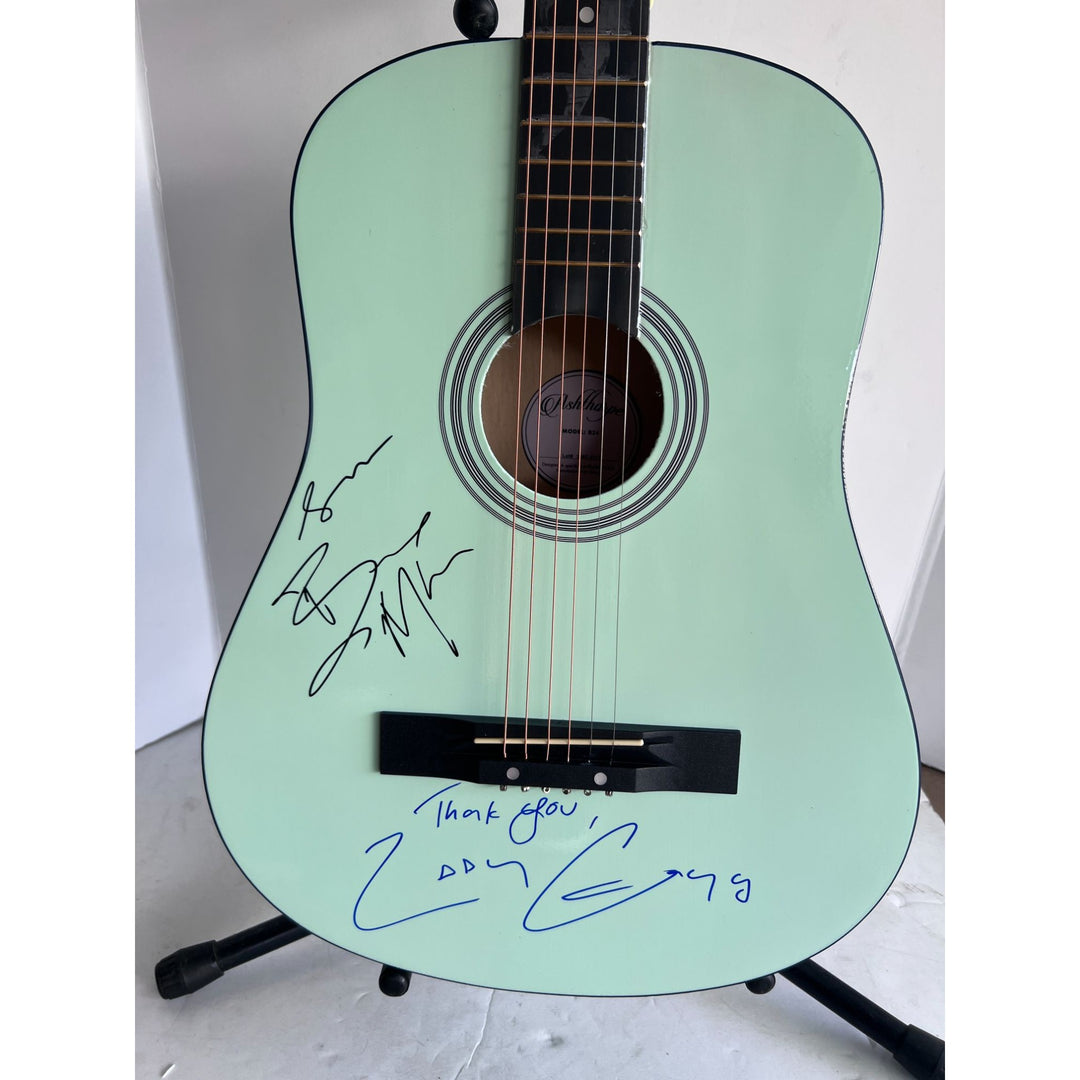 Bruno Mars and Lady Gaga acoustic guitar signed with proof