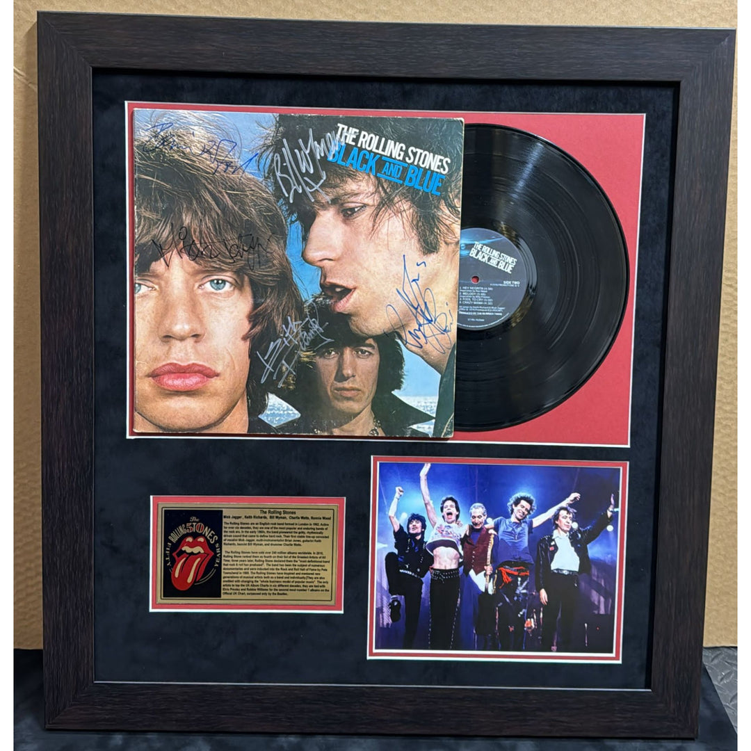 Rolling Stones  original Lp signed with proof and museum quality frame 21x23