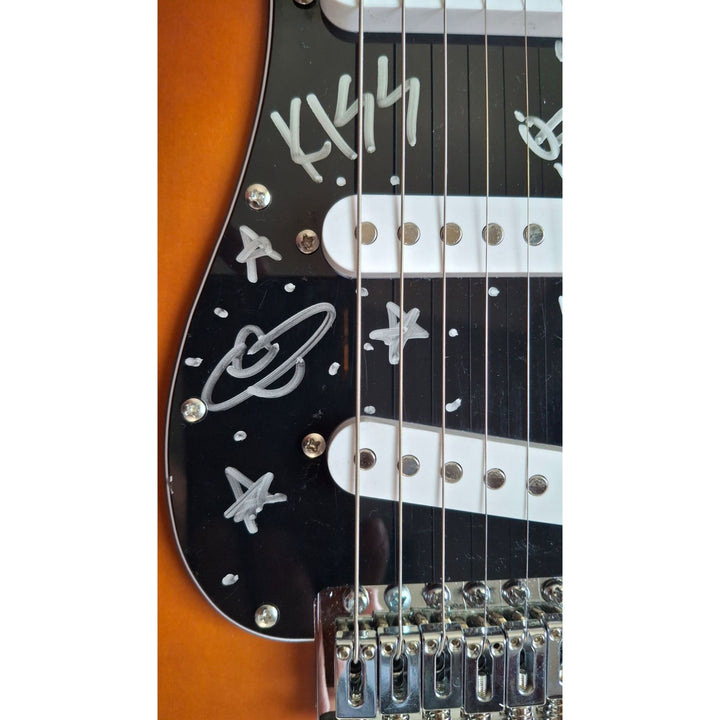 Legendary Kiss, Ace Frehley guitarist signed with scetch Fender Stratocaster Squier electric guitar signed with proof