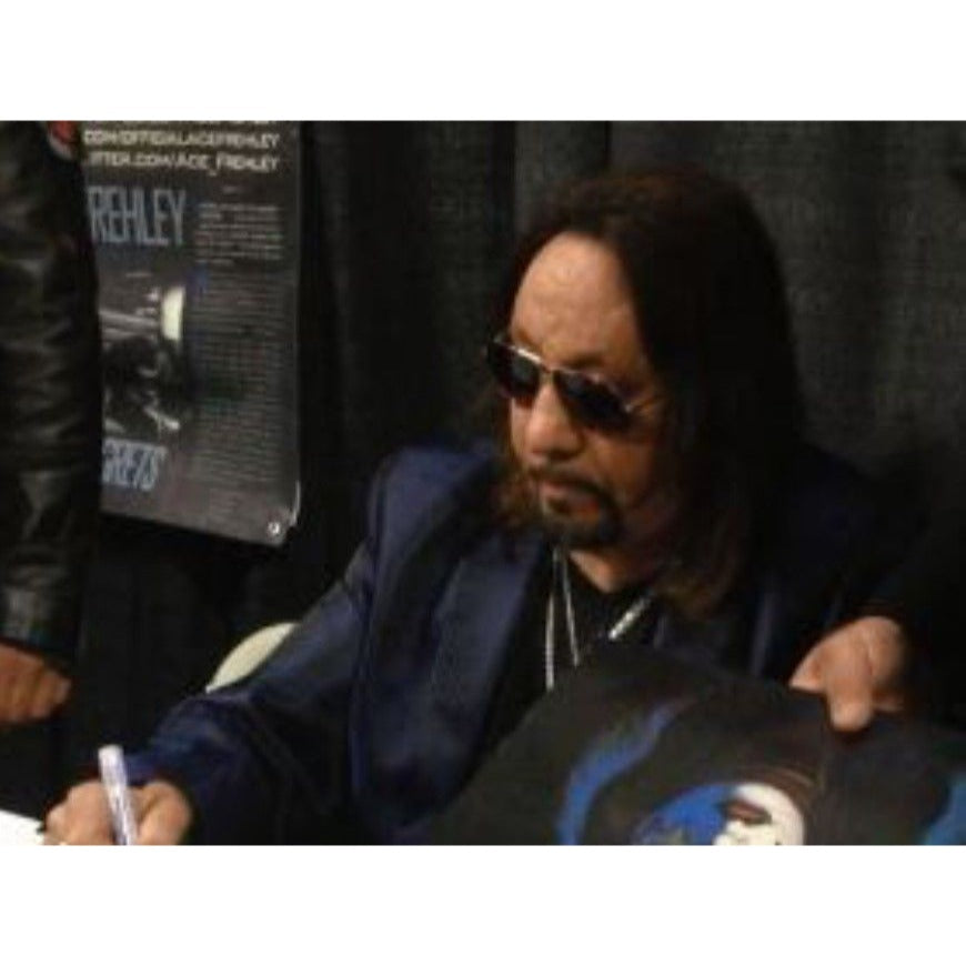 Legendary Kiss, Ace Frehley guitarist signed with scetch Fender Stratocaster Squier electric guitar signed with proof