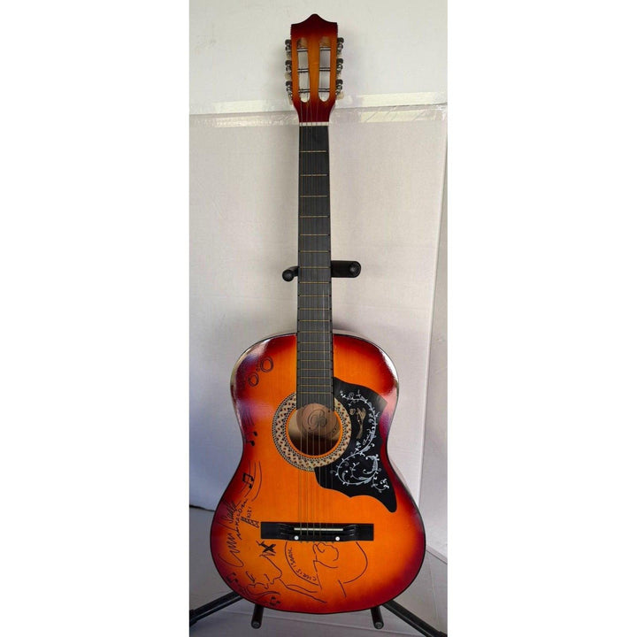 Chris Isaak vintage acoustic guitar signed and hand sketched with proof