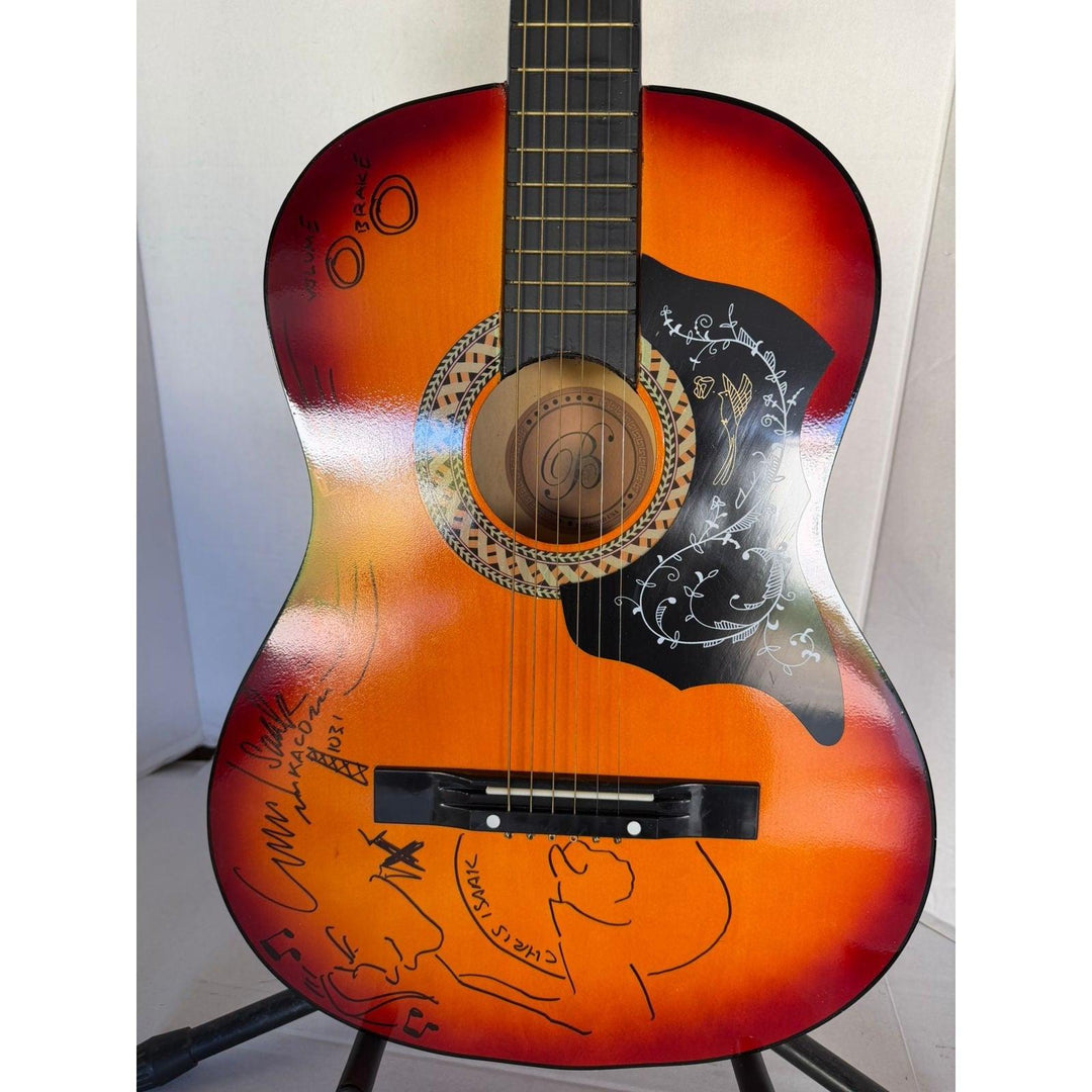 Chris Isaak vintage acoustic guitar signed and hand sketched with proof