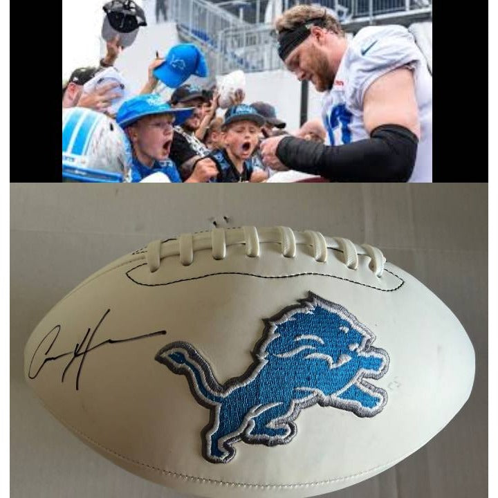 Detroit Lions logo full size football Aidan Hutchinson signed with proof