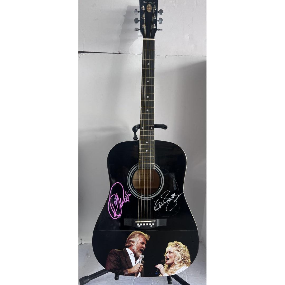 Dolly Parton and Kenny Rogers full size acoustic guitar signed with proof