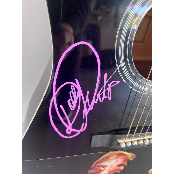 Dolly Parton and Kenny Rogers full size acoustic guitar signed with proof