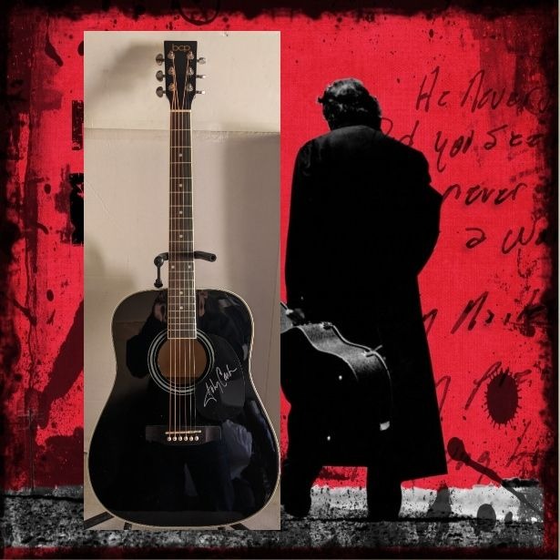 Johnny Cash 41' full size acoustic guitar signed with proof