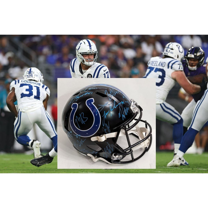 Jonathan Taylor Daniel Jones Indianapolis Colts 2025 (40) team Riddell speed full size helmet signed with proof