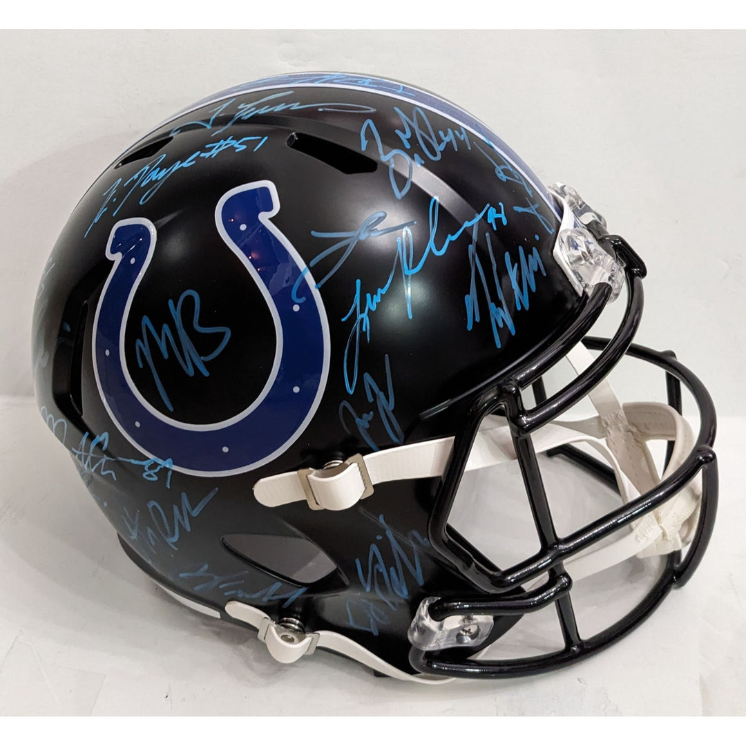 Jonathan Taylor Daniel Jones Indianapolis Colts 2025 (40) team Riddell speed full size helmet signed with proof