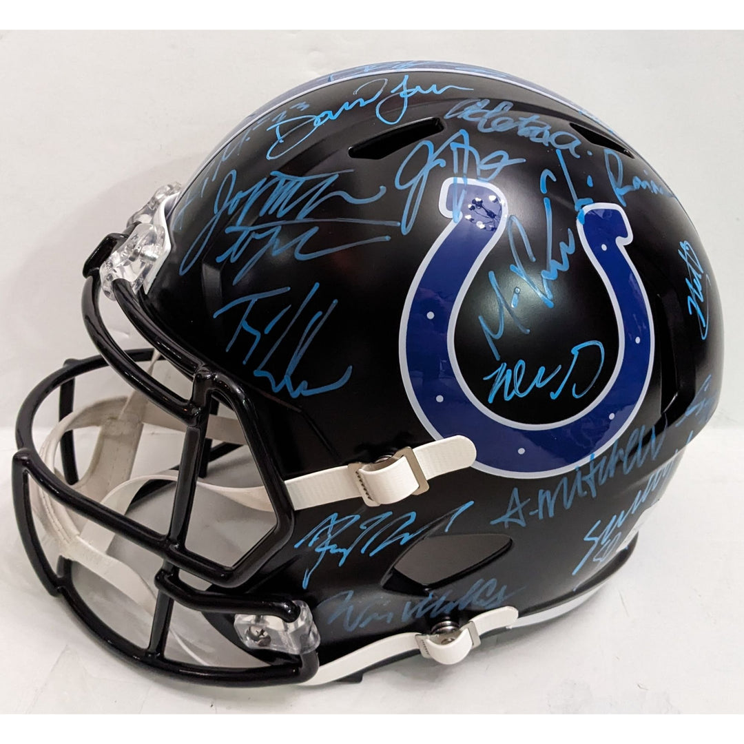 Jonathan Taylor Daniel Jones Indianapolis Colts 2025 (40) team Riddell speed full size helmet signed with proof