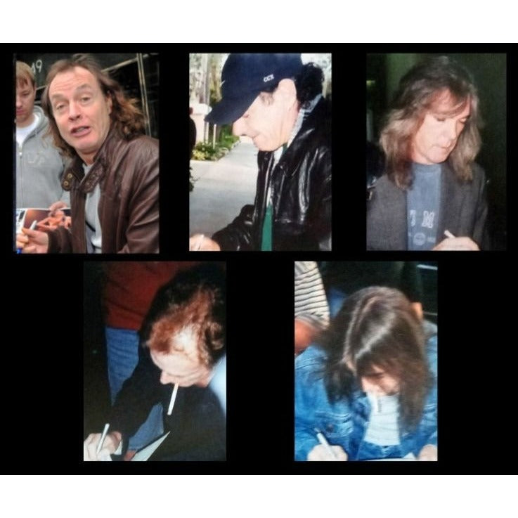 Angus & Malcolm Young, Brian Johnston, Phil Rudd, Cliff Williams AC/DC Fender Stratocaster electric guitar signed with proof.