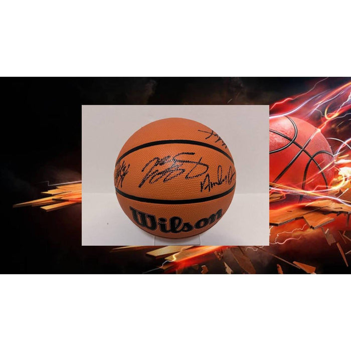 LeBron James Steph Curry Kevin Durant Anthony Davis Damian Lillard NBA superstars Wilson full size basketball signed with proof