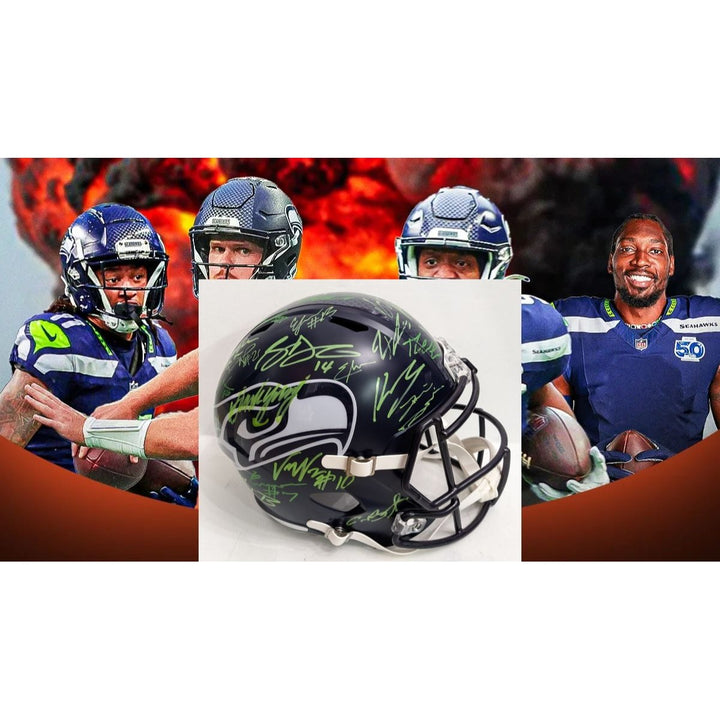 Seattle Seahawks 2025 Riddell speed full size NFL model helmet team signed with proof