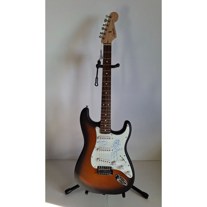 Eric Clapton incredible self sketch & beautiful signature, Fender Stratocaster electric guitar signed with proof