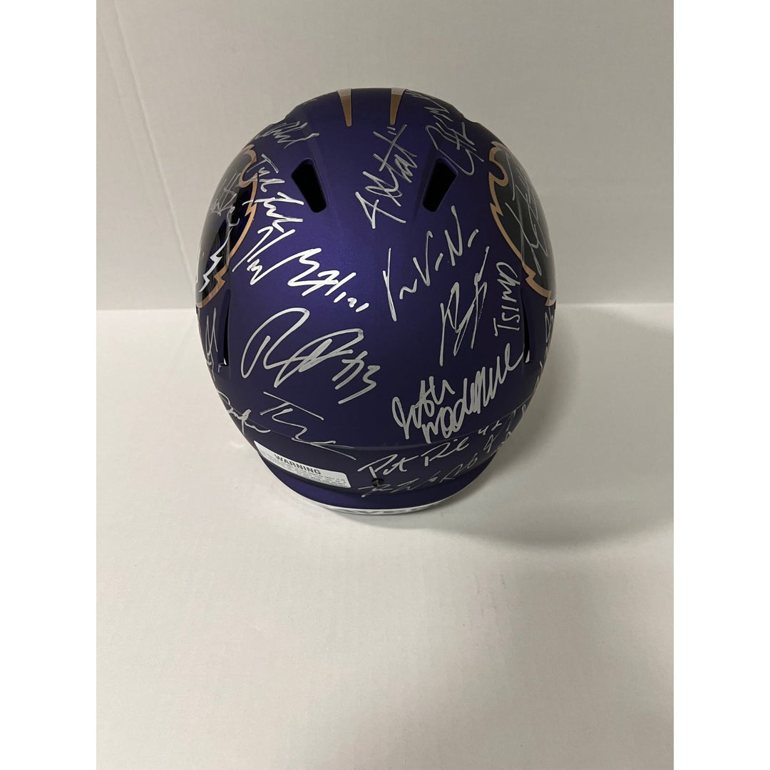 Lamar Jackson Derrick Henry Baltimore Ravens 2024 team signed Riddell full size deluxe helmet 40 sigs signed with photo proof