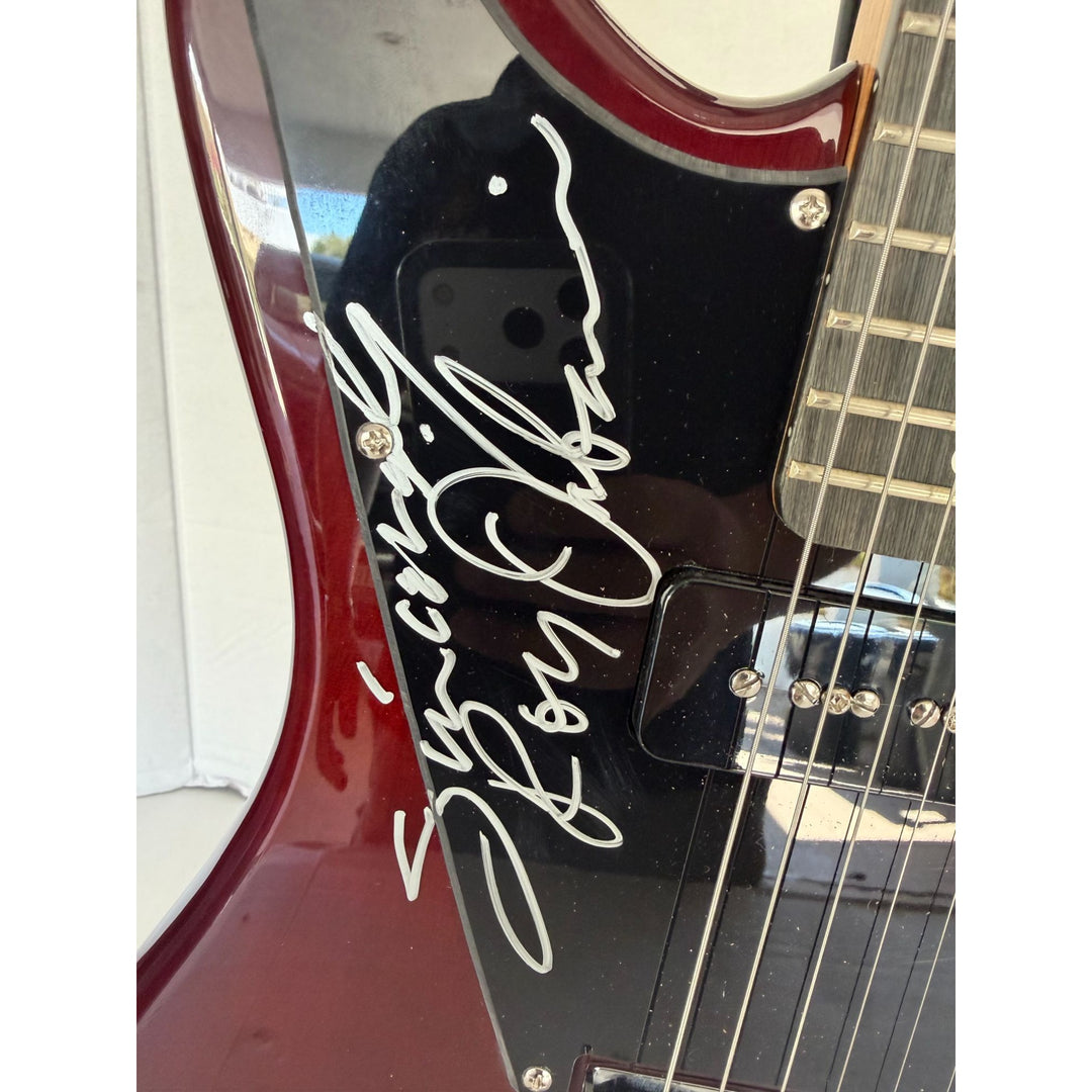 George Harrison Tom Petty Roy Orbison Bob Dylan Jeff Lynne the Traveling Wilburys vintage electric guitar sign with proof.