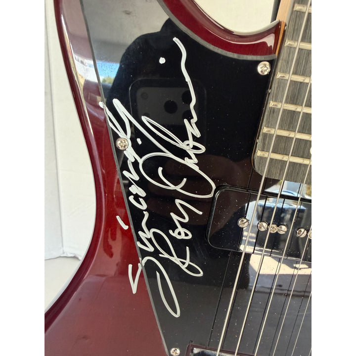 George Harrison Tom Petty Roy Orbison Bob Dylan Jeff Lynne the Traveling Wilburys vintage electric guitar sign with proof.