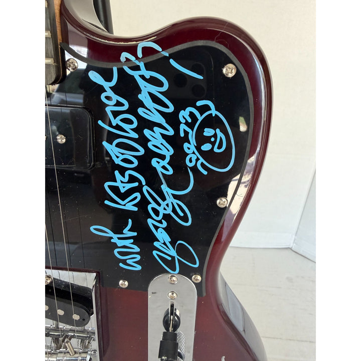 George Harrison Tom Petty Roy Orbison Bob Dylan Jeff Lynne the Traveling Wilburys vintage electric guitar sign with proof.