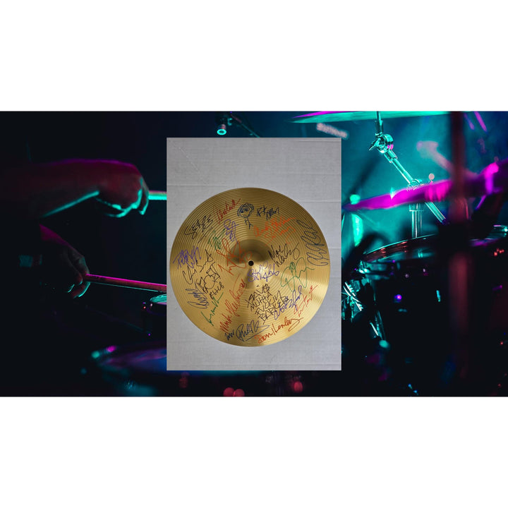 Legendary drummers Ringo Starr Neil Peart Ginger Baker Phil Collins 16-in Cymbal signed with proof.