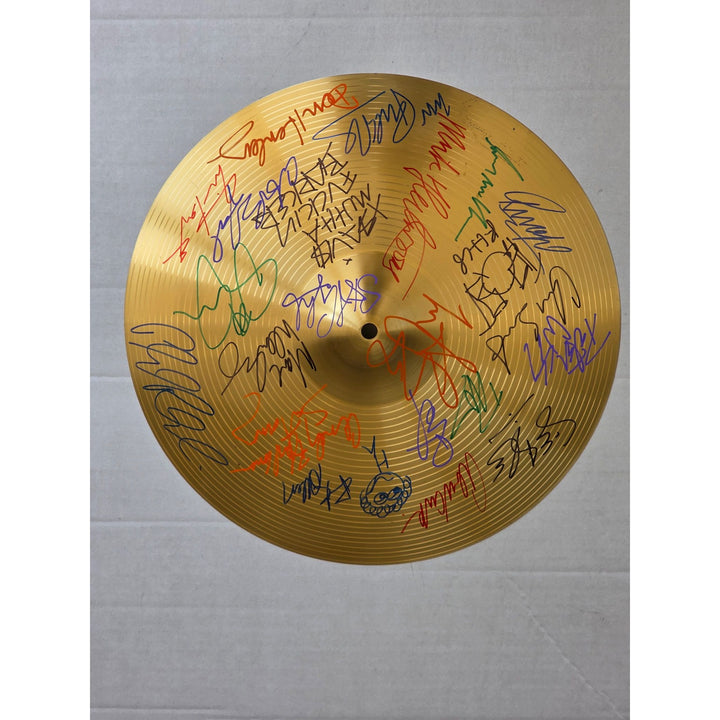 Legendary drummers Ringo Starr Neil Peart Ginger Baker Phil Collins 16-in Cymbal signed with proof.