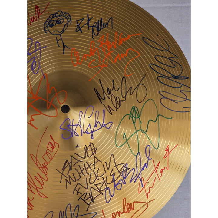 Legendary drummers Ringo Starr Neil Peart Ginger Baker Phil Collins 16-in Cymbal signed with proof.
