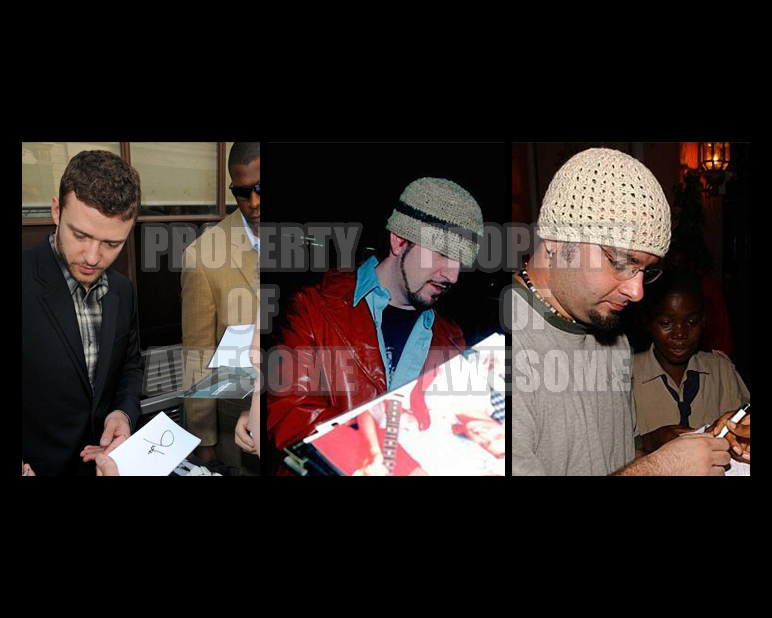 Justin Timberlake, Chris Kirkpatrick, Joey Fatone, Lance Bass and JC Chasez NSYNC 14-in tambourine signed with proof