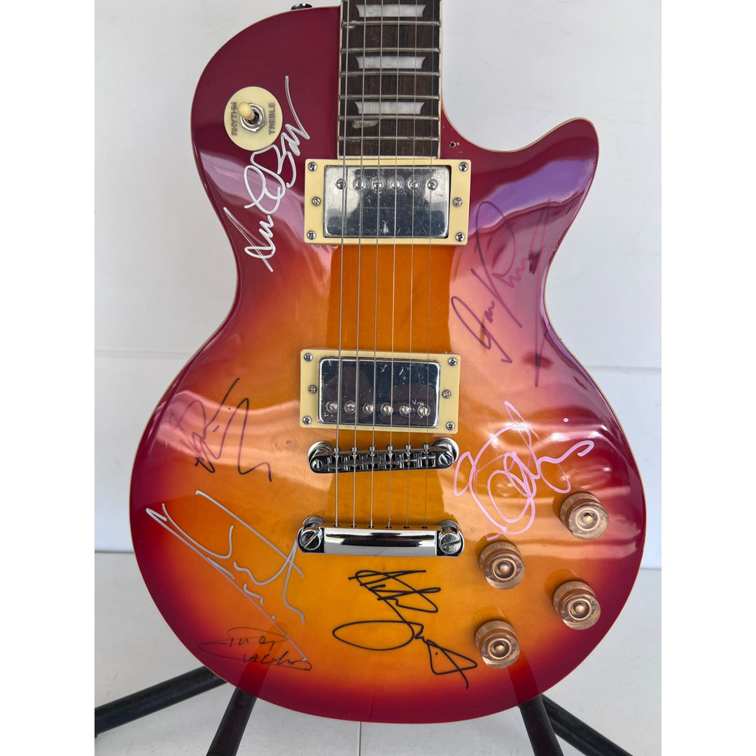 Iron Maiden Bruce Dickinson Steve Harris Adrian Smith Dave Murray Neko McBrain Janick Gers vintage cherry les paul signed with proof.
