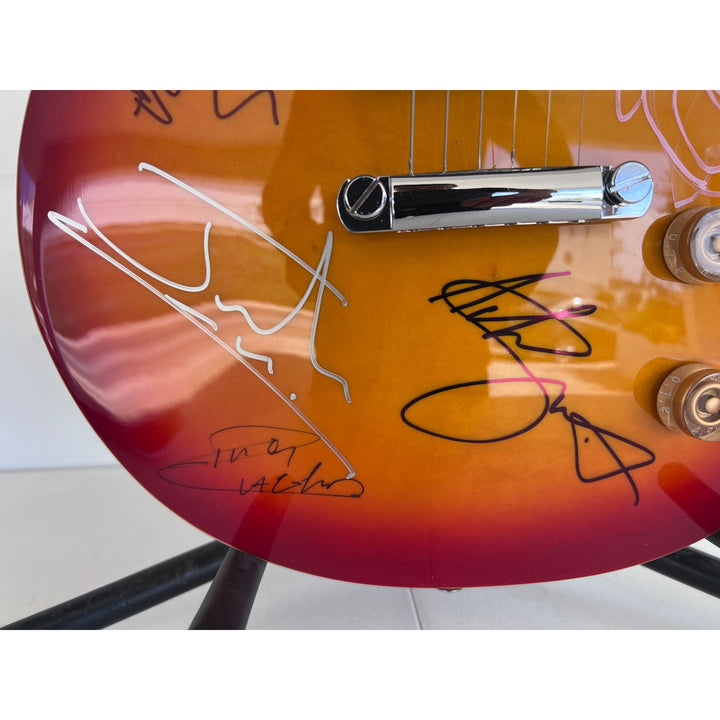 Iron Maiden Bruce Dickinson Steve Harris Adrian Smith Dave Murray Neko McBrain Janick Gers vintage cherry les paul signed with proof.