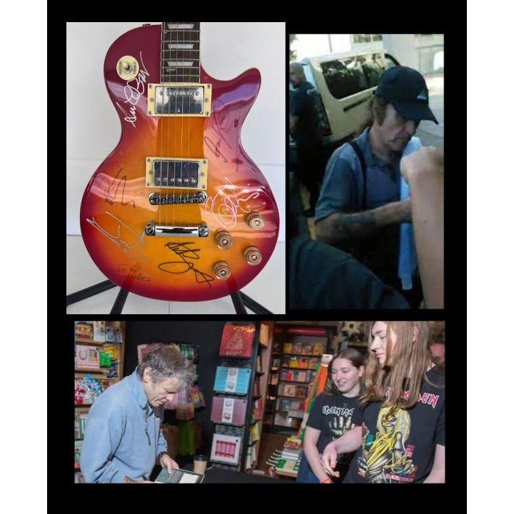 Iron Maiden Bruce Dickinson Steve Harris Adrian Smith Dave Murray Neko McBrain Janick Gers vintage cherry les paul signed with proof.