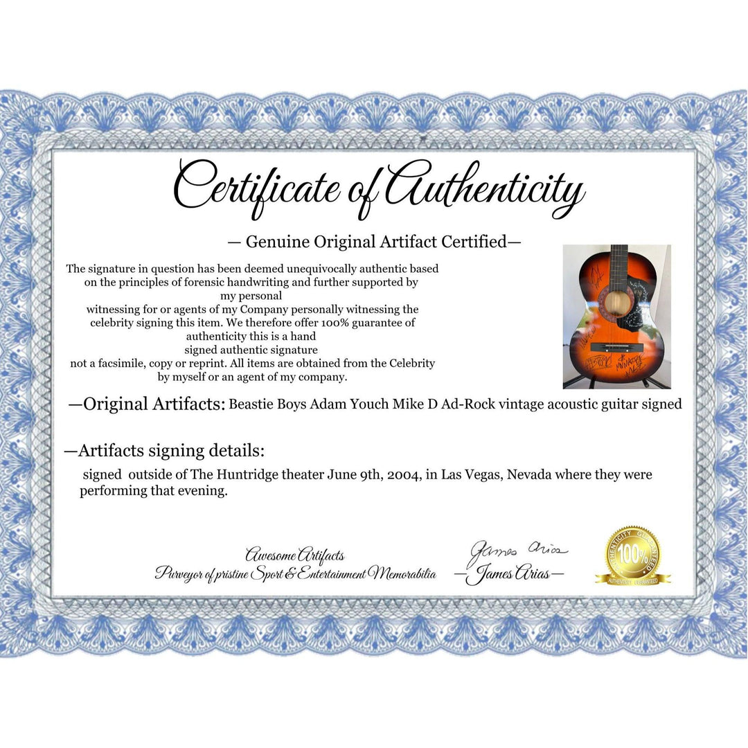 Beastie Boys Adam Youch Mike D Ad-Rock vintage acoustic guitar signed with proof