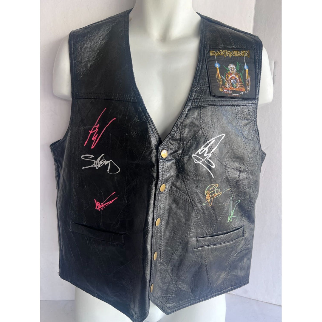 Iron Maiden Bruce Dickinson Steve Harris Niko McBain size large vest signed with proof