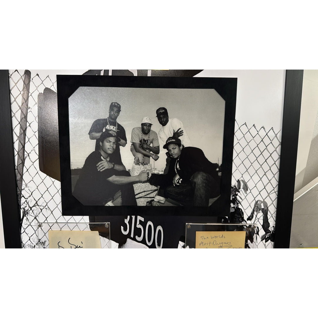 NWA, Eric "EAZY-E" Wright, Dr Dre,Ice Cube, signed, autograph, book page with proof & museum quality frame.