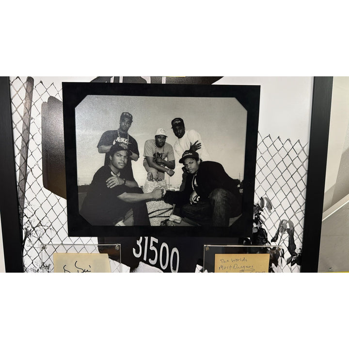 NWA, Eric "EAZY-E" Wright, Dr Dre,Ice Cube, signed, autograph, book page with proof & museum quality frame.
