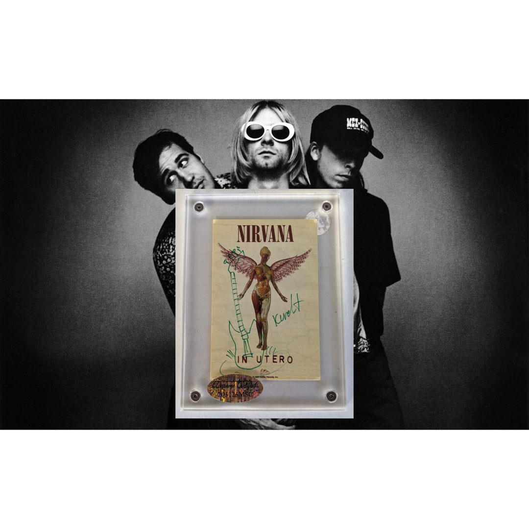 Kurt Cobain Nirvana "In Utero" vintage sticker signed with sketch from Kurt signed with proof