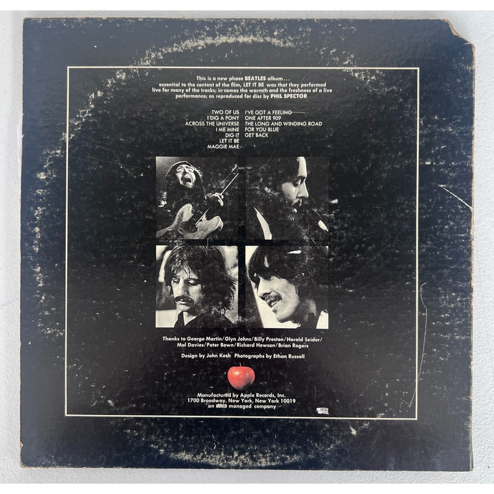 The Beatles "Let It Be " original 1970 lp Johnn Lennon Paul McCartney Ringo Starr and George Harrison signed with proof.