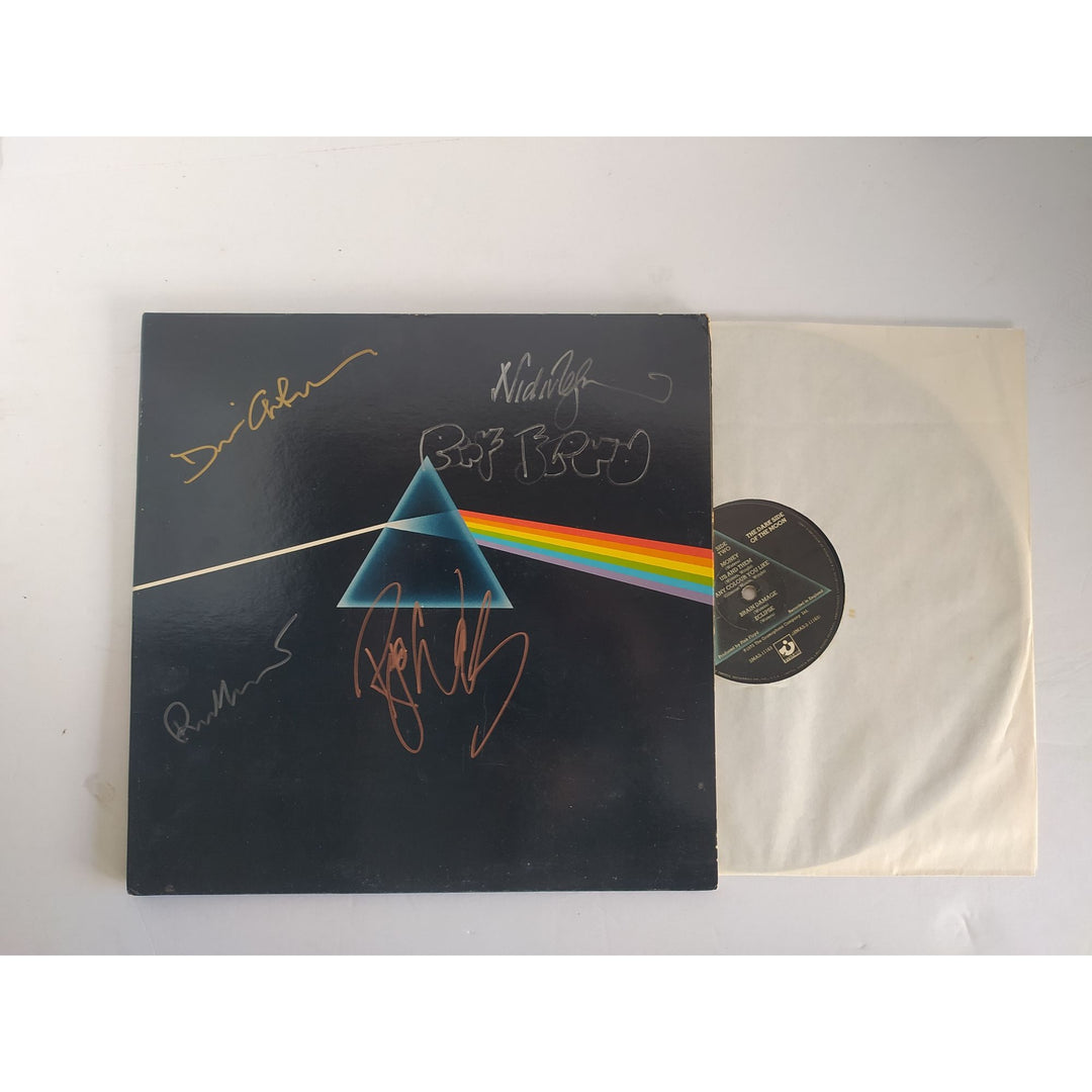 David Gilmour Roger Waters Richard Wright Nick Mason Pink Floyd original LP sign with proof