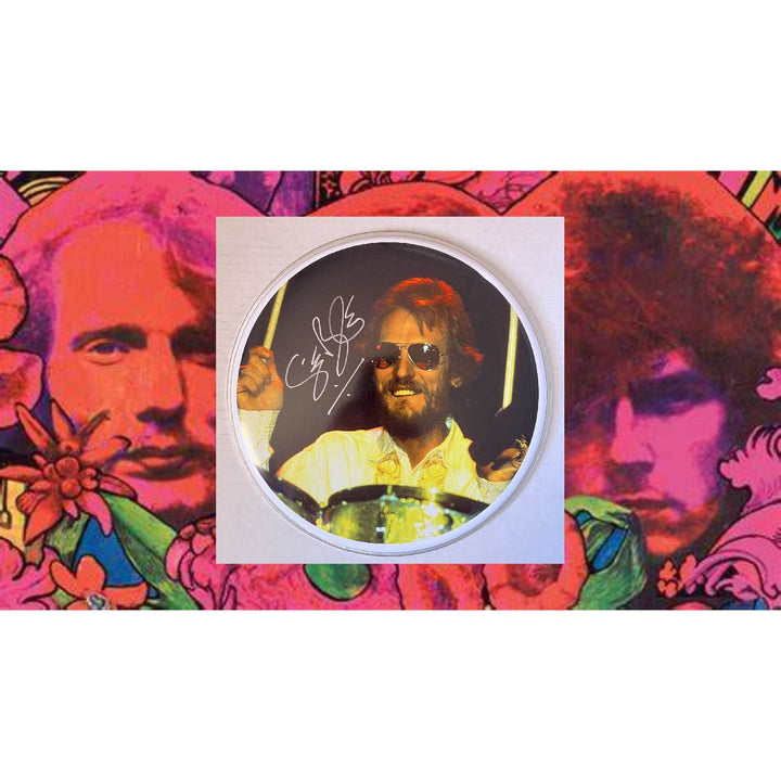 Ginger Baker of cream 10 inch drum head One of a Kind signed with proof Awesome Artifacts