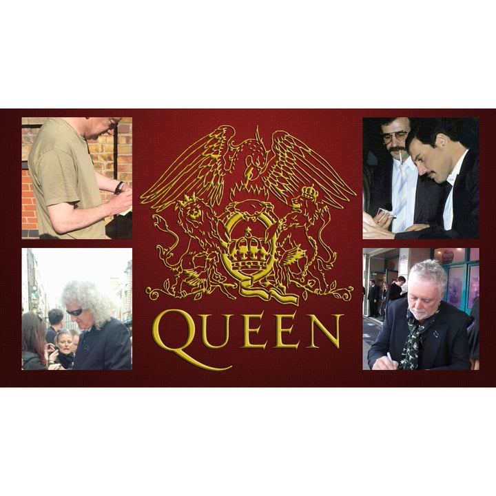 Freddie Mercury Roger Taylor Brian May John Deacon Fender Queen Melody Maker electric guitar signed with proof