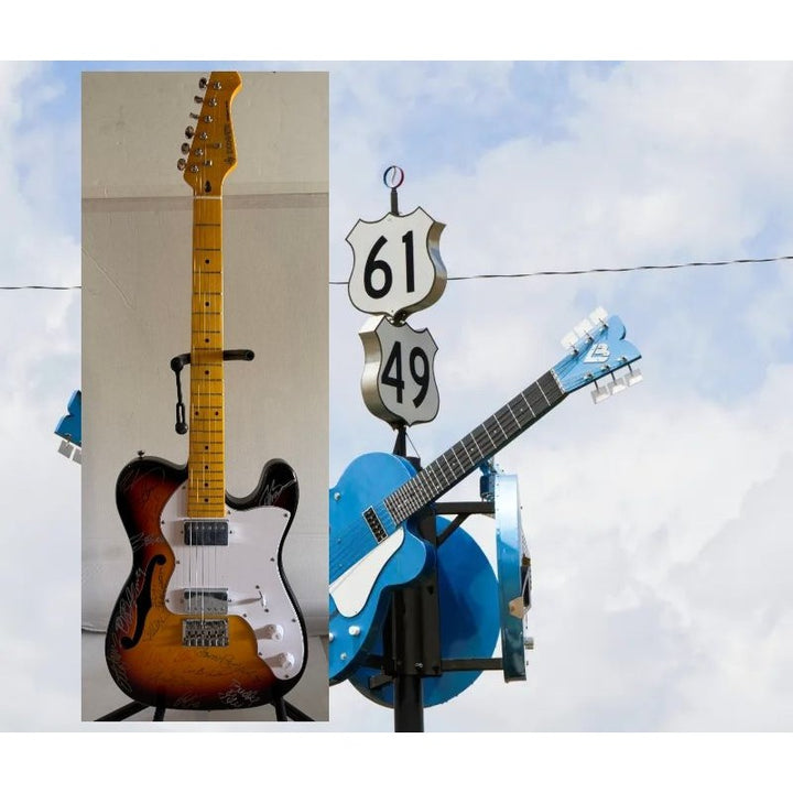 Blues legends vintage electric guitar 13 in all Stevie Ray Vaughan, BB King, Eric Clapton, Chuck Berry, Jeff Beck signed with proof