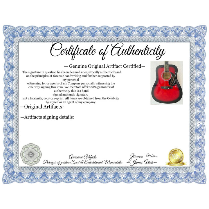 Toni Tennille and Daryl Dragon full size acoustic guitar signed with proof.